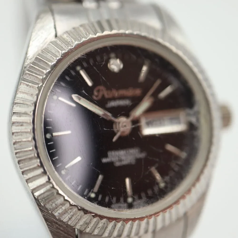 Parmex Women Watch 26mm Day Date Silver Tone Vintage Presidential w New Battery